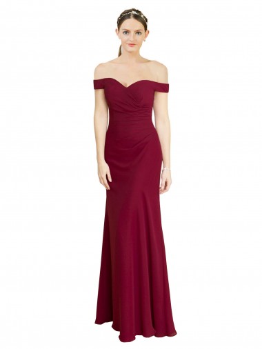 Sleeveless Burgundy Mermaid Off the Shoulder Black Tie Prom Dress / Bridesmaid Dress Lincoln