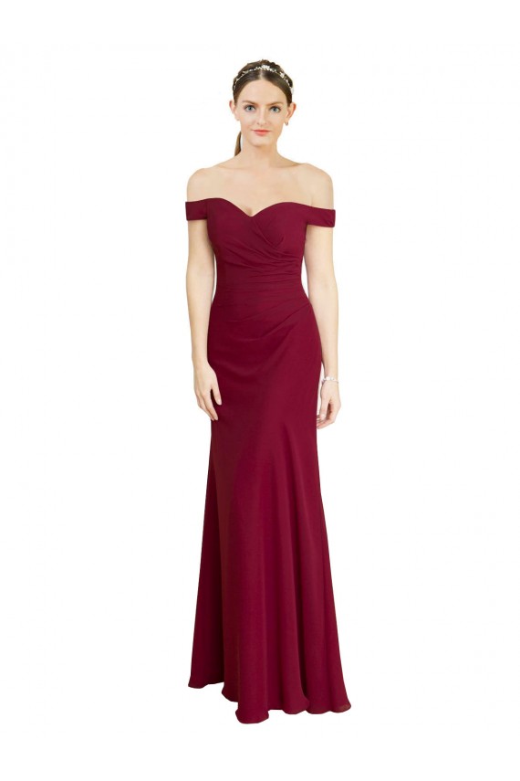 Sleeveless Burgundy Mermaid Off the Shoulder Black Tie Prom Dress / Bridesmaid Dress Lincoln