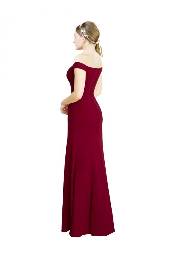 Sleeveless Burgundy Mermaid Off the Shoulder Black Tie Prom Dress / Bridesmaid Dress Lincoln