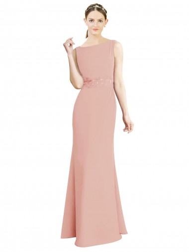 Sleeveless Bliss Pink Mermaid Boat Neck Bridesmaid Dress Lincoln