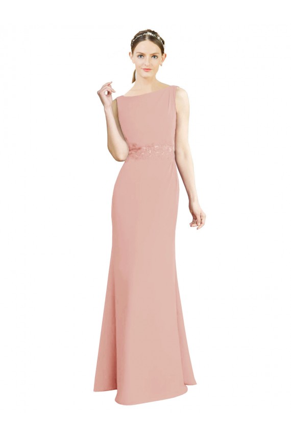 Sleeveless Bliss Pink Mermaid Boat Neck Bridesmaid Dress Lincoln