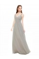 Sleeveless Silver Criss Cross Back A-Line Spaghetti Straps Bridesmaid Dress Lincoln