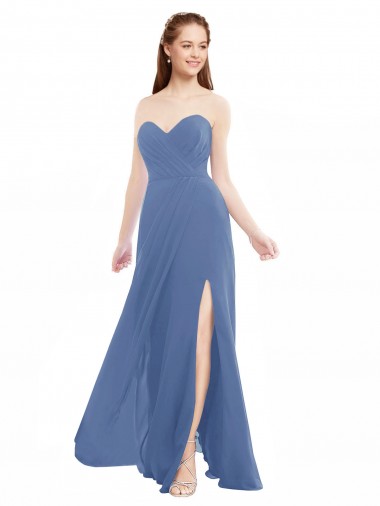 Sleeveless Windsor Blue A-Line Sweetheart Bridesmaid Dresses Lincoln