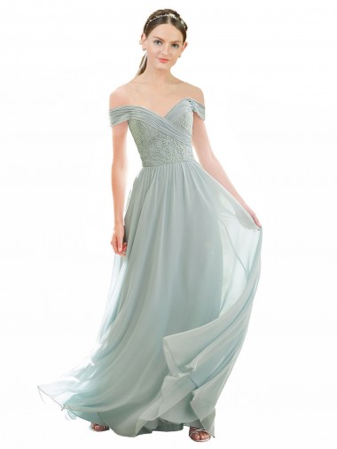 Cap Sleeves Sea Glass A-Line Off the Shoulder Bridesmaid Dress Lincoln