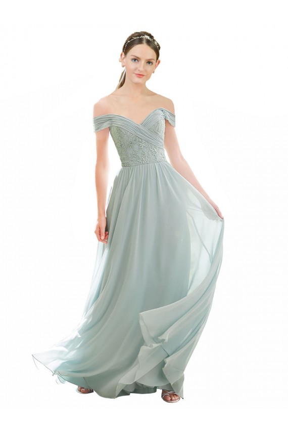 Cap Sleeves Sea Glass A-Line Off the Shoulder Bridesmaid Dress Lincoln