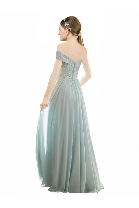 Cap Sleeves Sea Glass A-Line Off the Shoulder Bridesmaid Dress Lincoln