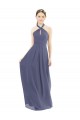 Sleeveless Silver Stone Low Back A-Line Halter Neck Bridesmaid Dress Lincoln
