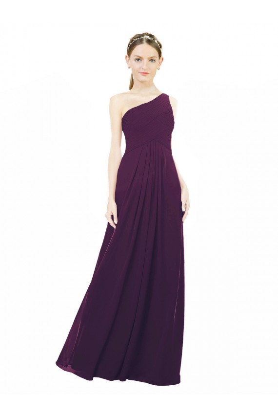 Sleeveless Grape A-Line One Shoulder Bridal Party Dress / Evening Dress Lincoln