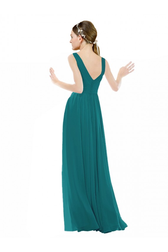 Sleeveless Hunter A-Line V-Neck Bridesmaid Gowns Lincoln
