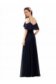 Sleeveless Dark Navy A-Line Off the Shoulder Bridesmaid Dress Lincoln