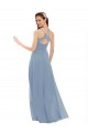 Sleeveless Dusty Blue Open Back A-Line Spaghetti Straps Bridesmaid Dress Lincoln