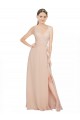 Sleeveless Pink A-Line Luxe Chiffon V-Neck Bridesmaid Dress / Evening Dress Lincoln
