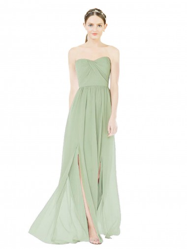 Sleeveless Sage Low Back A-Line Sweetheart Semi Formal Evening Dress / Bridesmaid Dress Lincoln