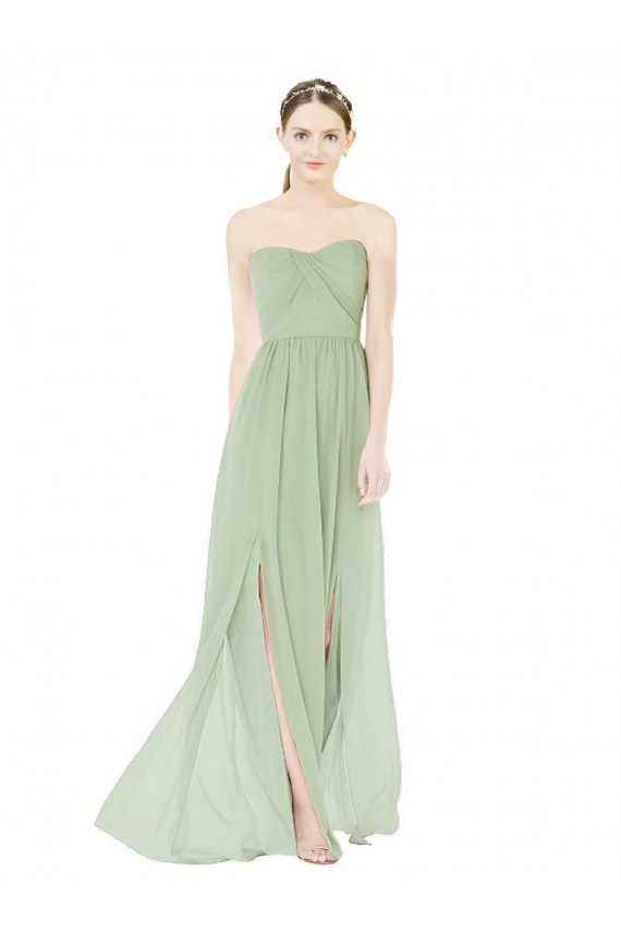 Sleeveless Sage Low Back A-Line Sweetheart Semi Formal Evening Dress / Bridesmaid Dress Lincoln