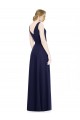 Sleeveless Dark Navy V-Back A-Line Cowl Neck Bridesmaid Dress Lincoln