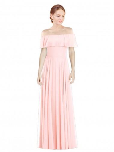Sleeveless Pink A-Line Off the Shoulder Formal Bridesmaid Dress Lincoln