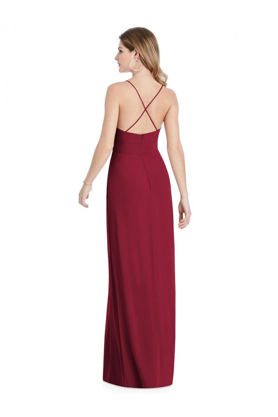 Sleeveless Burgundy Open Back A-Line Spaghetti Straps Semi Formal Evening Dress / Bridesmaid Dress Lincoln