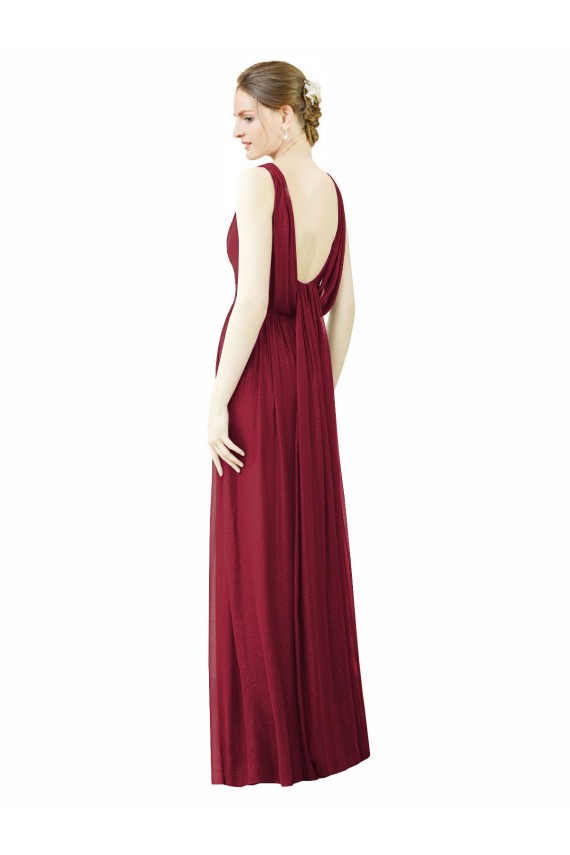 Sleeveless Burgundy V-Back A-Line V-Neck Bridesmaid Dress / Formal Dress Lincoln