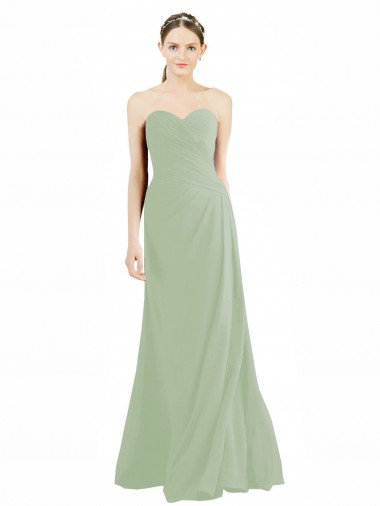 Sleeveless Smoke Green A-Line Sweetheart Bridesmaid Dress Lincoln