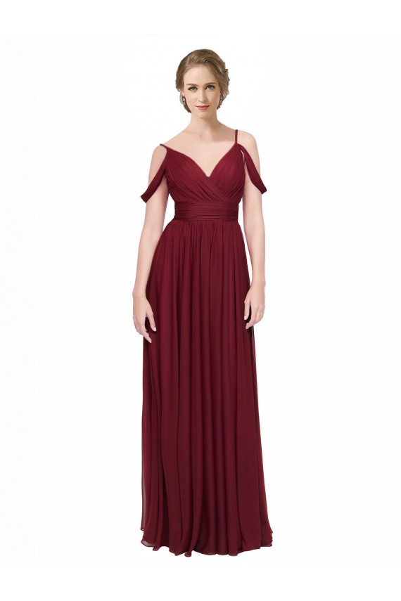 Sleeveless Burgundy Low Back A-Line Off the Shoulder Bridesmaid Dress / Evening Dress Lincoln