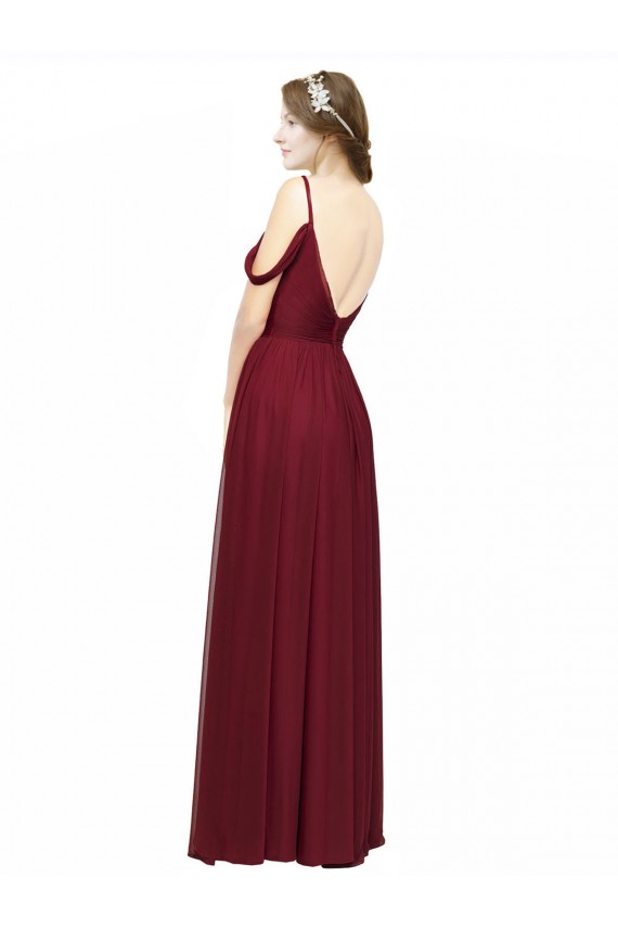 Sleeveless Burgundy Low Back A-Line Off the Shoulder Bridesmaid Dress / Evening Dress Lincoln