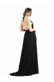 Sleeveless Oyster Silver Open Back A-Line Halter Neck Bridesmaid Dress Lincoln