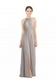 Sleeveless Oyster Silver Open Back A-Line Halter Neck Bridesmaid Dress Lincoln