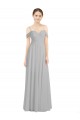 Sleeveless Silver Low Back A-Line Off the Shoulder Bridesmaid Dress Lincoln