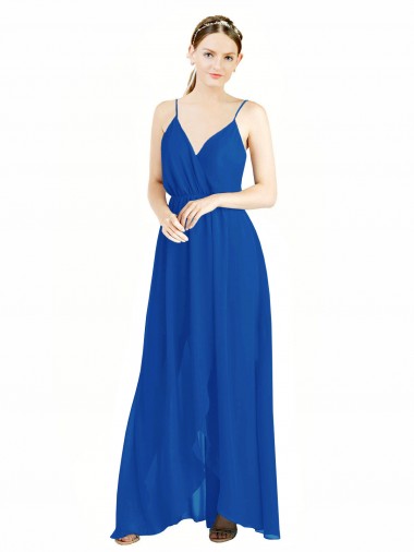 Sleeveless Royal Blue Open Back A-Line Spaghetti Straps Bridesmaid Dress Lincoln