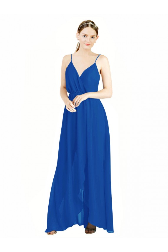 Sleeveless Royal Blue Open Back A-Line Spaghetti Straps Bridesmaid Dress Lincoln