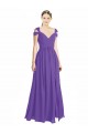 Cap Sleeves Purple Open Back A-Line Off the Shoulder Bridesmaid Dress Lincoln