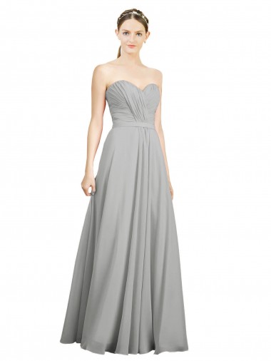 Sleeveless Silver Open Back A-Line Sweetheart Bridesmaid Dresses Lincoln