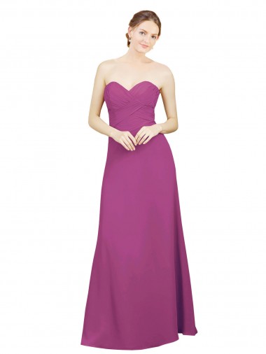 Sleeveless Wild Berry Open Back A-Line Sweetheart Bridesmaid Dress Lincoln