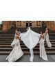Sleeveless Champagne Low Back A-Line V-Neck Bridesmaid Dress Lincoln
