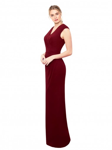 Sleeveless Burgundy Keyhole Back Mermaid V-Neck Prom Dress / Bridesmaid Dress Lincoln