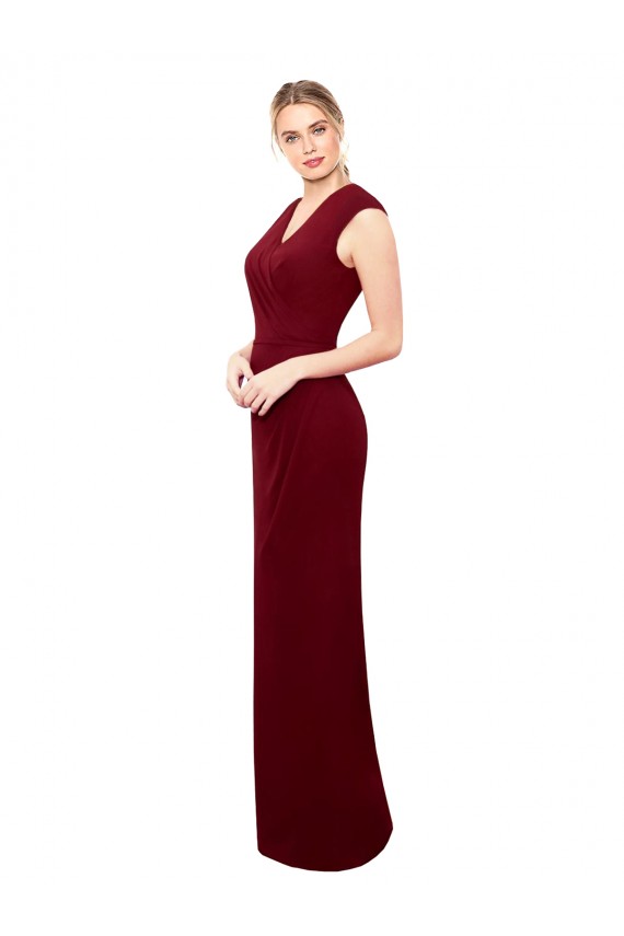 Sleeveless Burgundy Keyhole Back Mermaid V-Neck Prom Dress / Bridesmaid Dress Lincoln