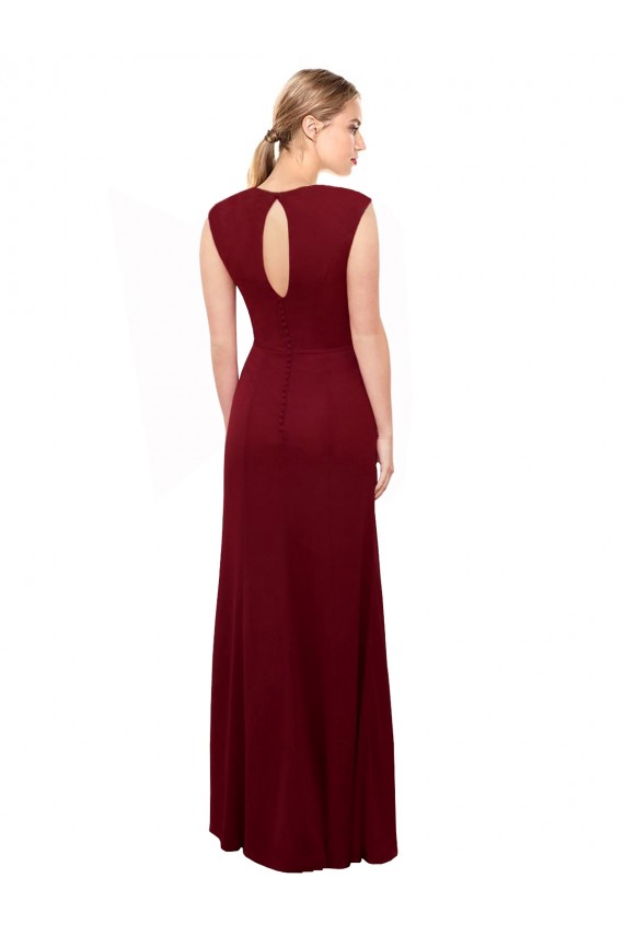 Sleeveless Burgundy Keyhole Back Mermaid V-Neck Prom Dress / Bridesmaid Dress Lincoln