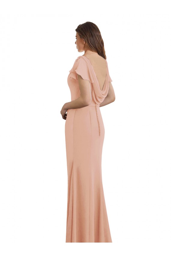 Sleeveless Bliss Pink Low Back Mermaid Boat Neck Prom Dress / Bridesmaid Dress Lincoln