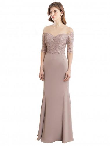 Half Sleeves Keyhole Back Mermaid Sweetheart Bridesmaid Dress Lincoln