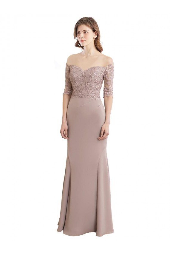 Half Sleeves Keyhole Back Mermaid Sweetheart Bridesmaid Dress Lincoln