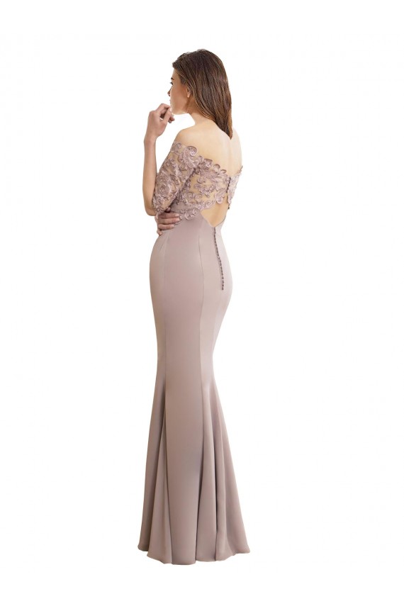 Half Sleeves Keyhole Back Mermaid Sweetheart Bridesmaid Dress Lincoln