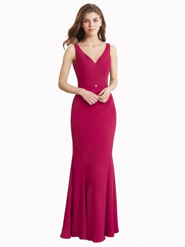 Sleeveless Red V-Back Mermaid V-Neck Prom Dress / Bridesmaid Dress Lincoln