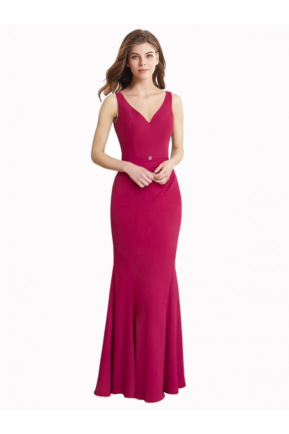 Sleeveless Red V-Back Mermaid V-Neck Prom Dress / Bridesmaid Dress Lincoln