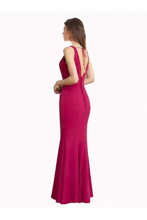 Sleeveless Red V-Back Mermaid V-Neck Prom Dress / Bridesmaid Dress Lincoln