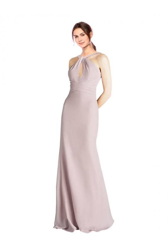 Sleeveless Open Back Sheath Halter Neck Bridesmaid Dress Lincoln