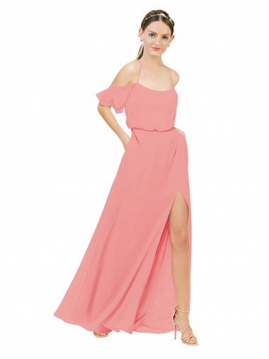 Sleeveless Watermelon A-Line Off the Shoulder Bridesmaid Dress Lincoln