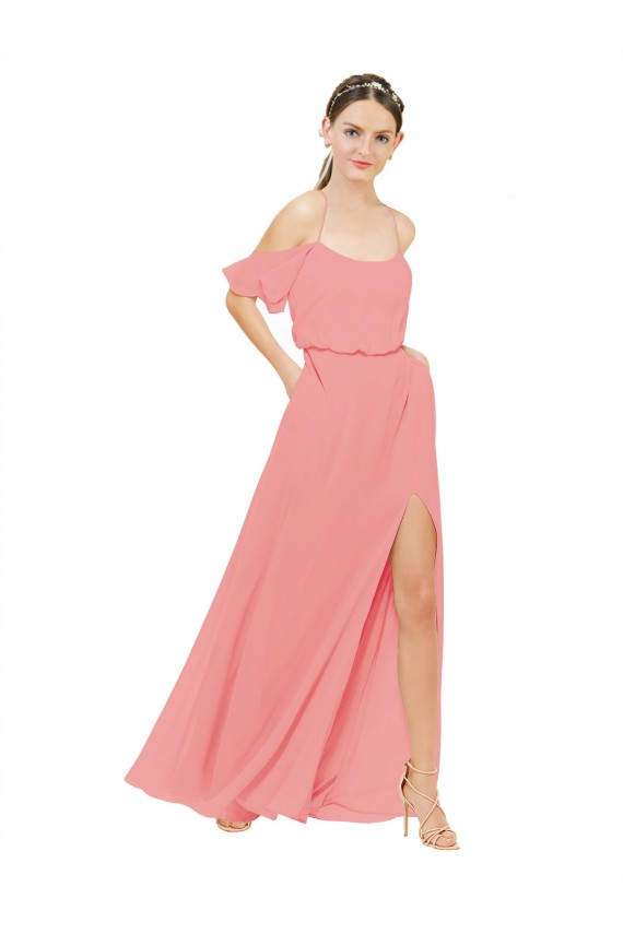 Sleeveless Watermelon A-Line Off the Shoulder Bridesmaid Dress Lincoln