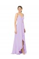 Sleeveless Lilac Open Back Sheath V-Neck High Low Bridesmaid Dress Lincoln