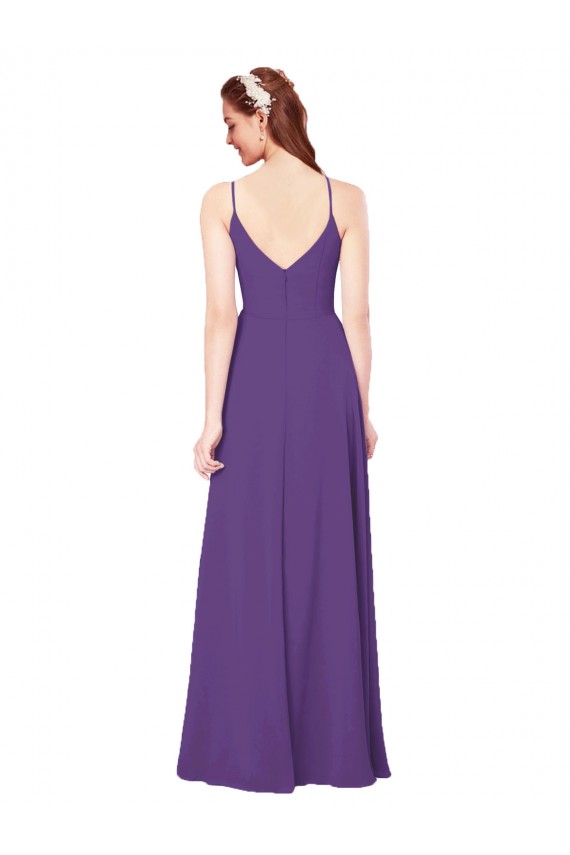Sleeveless Plum Purple Sheath High Neck Bridesmaid Dress Lincoln