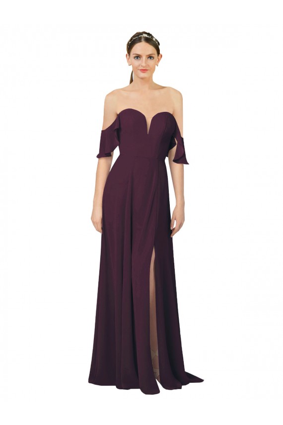 Cold Shoulder Grape Sheath Sweetheart Formal Dress / Bridesmaid Dress Lincoln